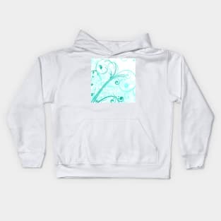 Aqua Floral Art Kids Hoodie